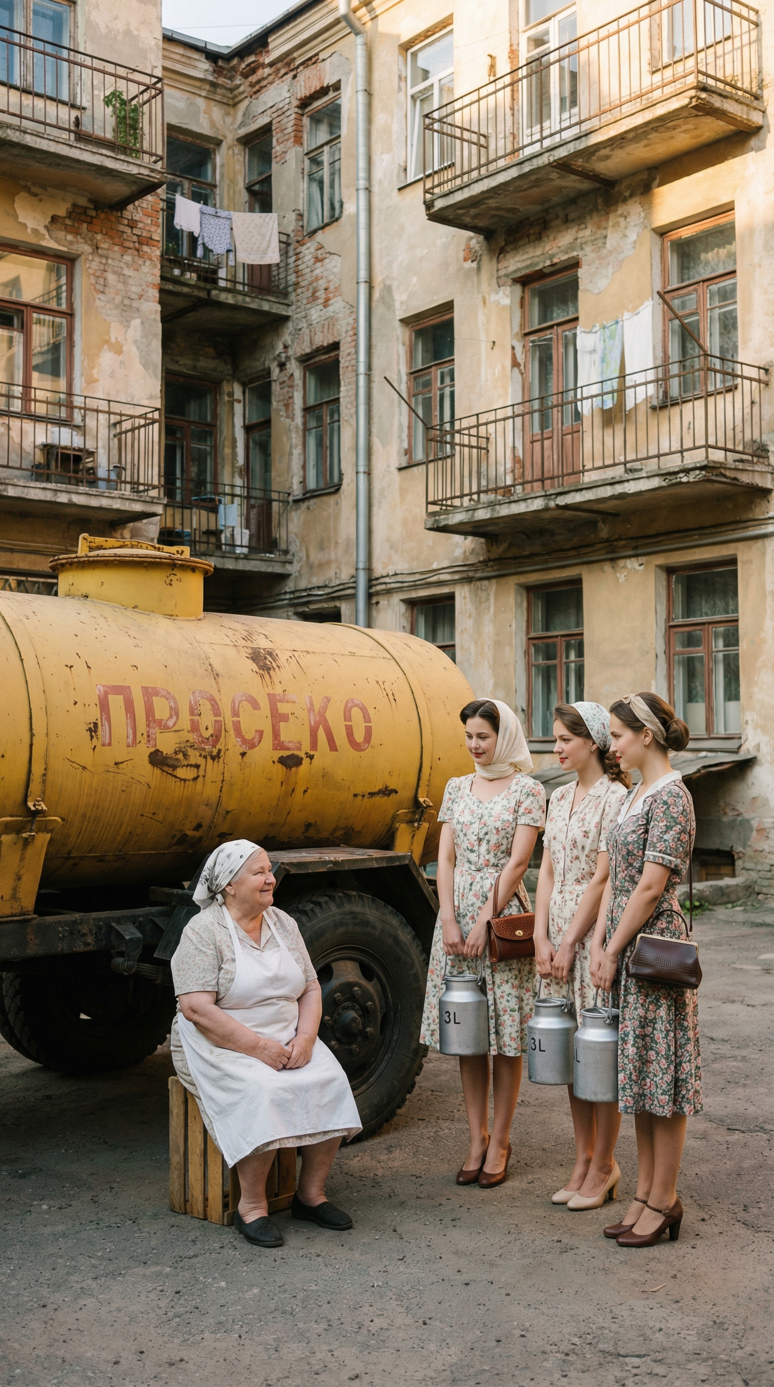 Советский двор 1950-х годов, реалистичная...